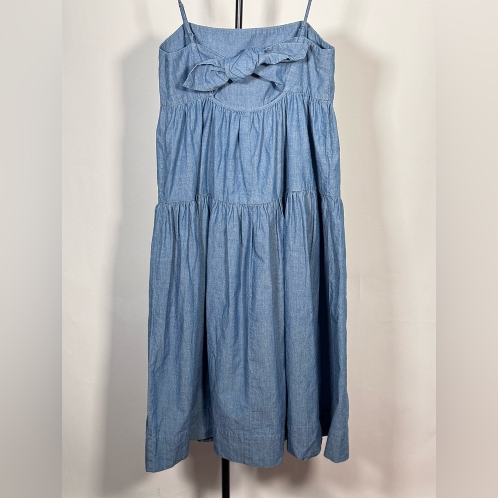 NWT JCrew Tie-back tiered chambray dress - Picture 5 of 7